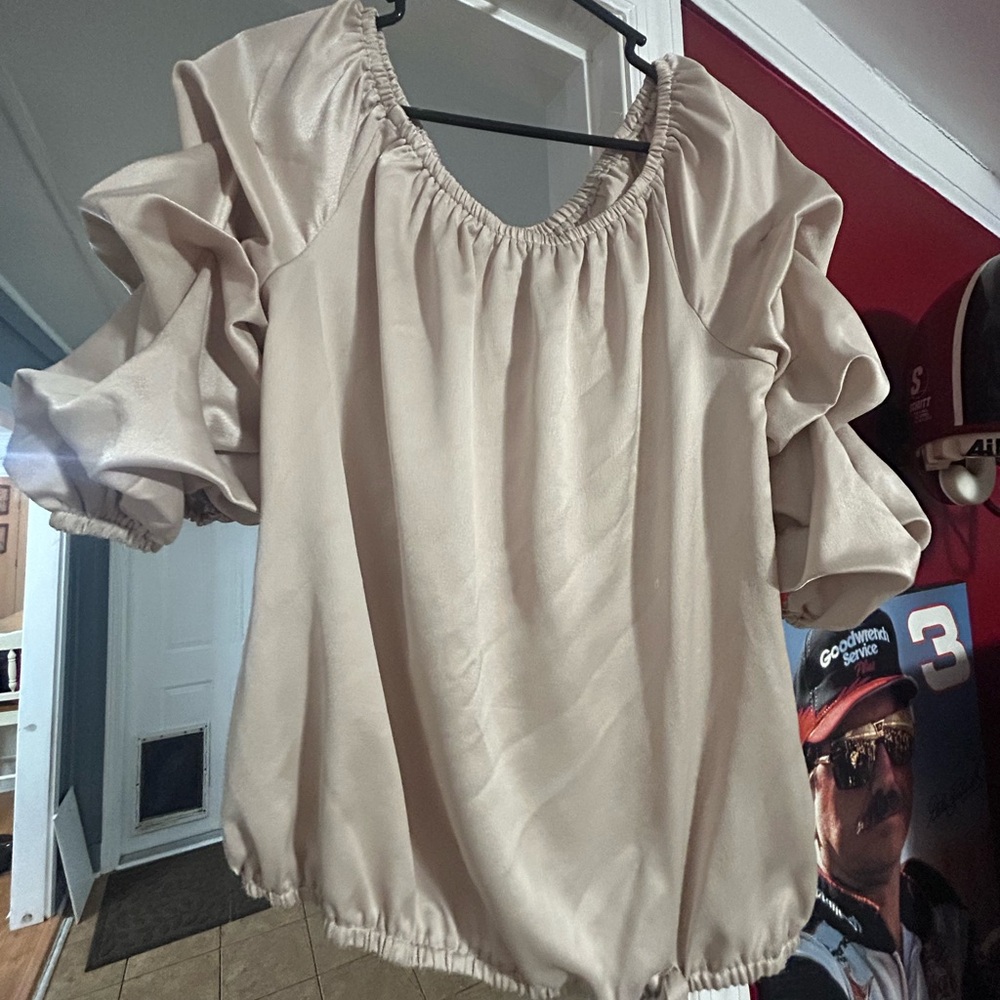 MSK Beige Ruffle Sleeve Blouse